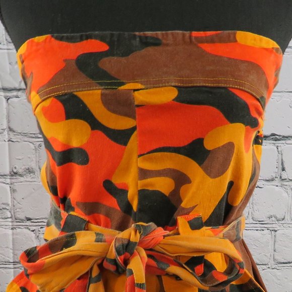 NWOT - Orange Camo Romper w/ Pockets & Belt - Picture 2 of 8